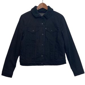 Levi's Jacket Womens Large Black Original Sherpa Fleece Trucker Jean Jacket